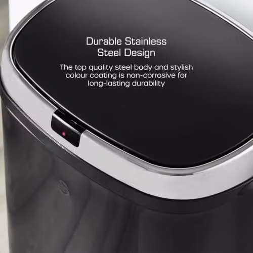 Swan Townhouse Square Sensor Bin, Black, W: 25.0 cm, D: 34.0 cm, H: 62.0 cm – 5