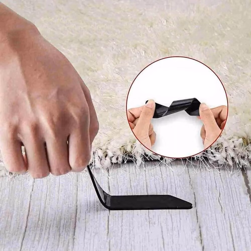 Pawnora 8 Piece Anti Slip Strip Shaped Rug Underlay, Black, 110 x 120 cm – 3