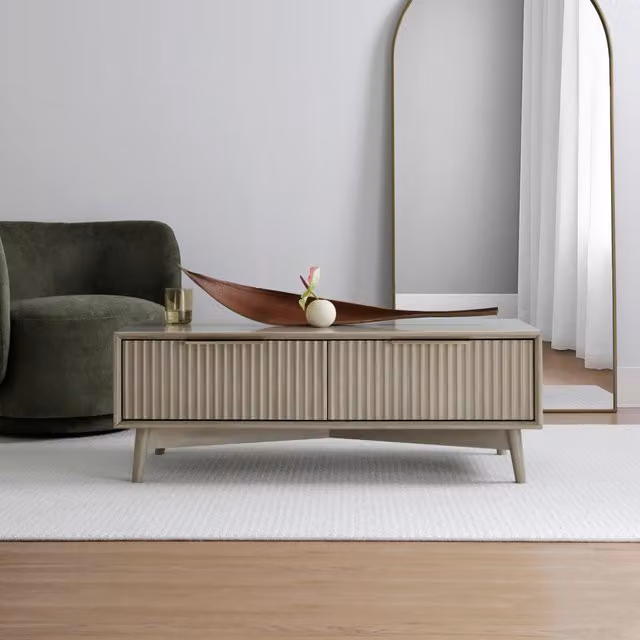 Home Garden Direct Monza Coffee Table with Fluted Drawers in Grey