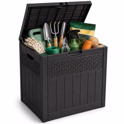 Pelle & Sol 126L Black Plastic Outdoor Storage Box with Castors and Lock for Garden, Balcony or Terrace Organisation – 1