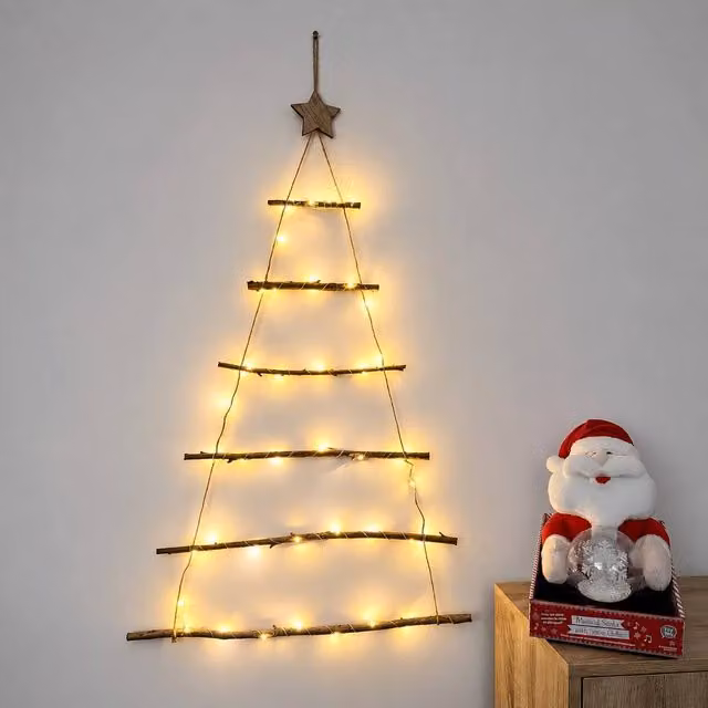 SPOT ON DEALZ Christmas Wall Twig Tree with 40 Warm White LED Lights, Height: 97 cm