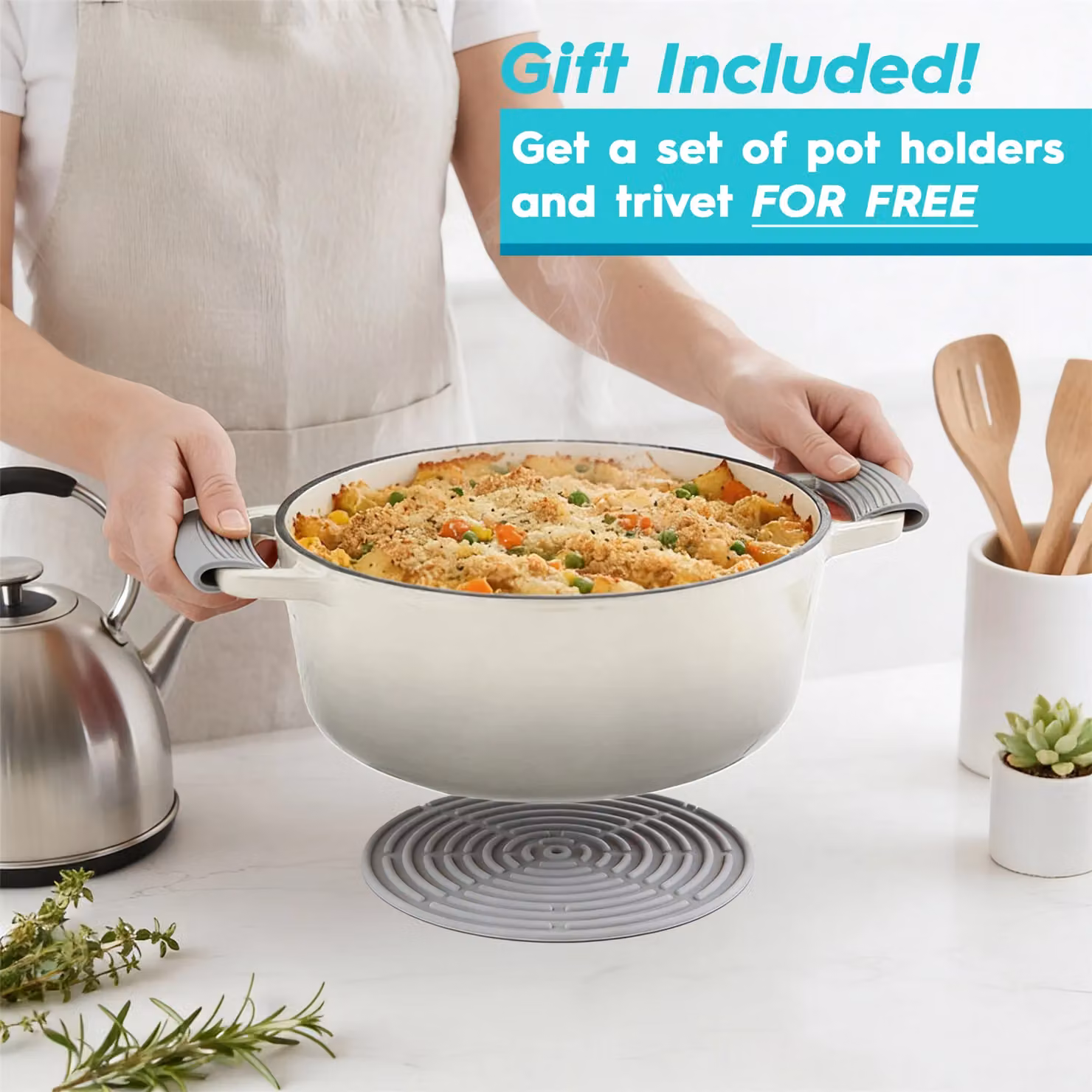 Argon Tableware 2pc Enamel Cast Iron Casserole Dish Set with Self-Basting Lids, 2.3 l and 4.68 l, Off-White – 4