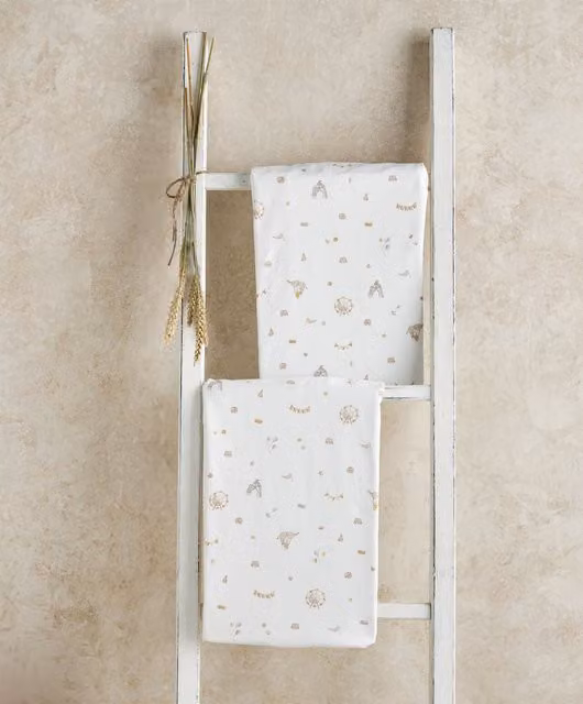 Mamas & Papas Magic Cotbed Fitted Sheets, Pack of 2, White Cotton Jersey