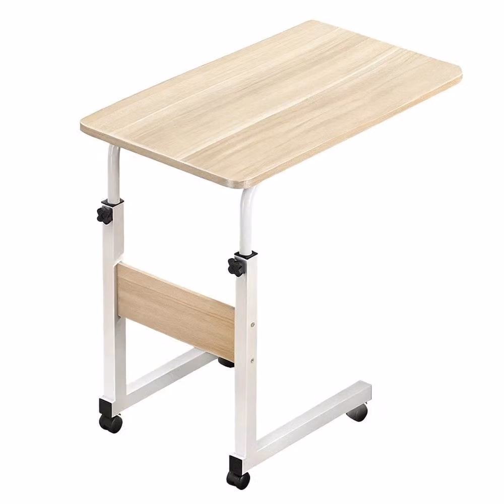 NESTLUNE Height Adjustable Side Table in Natural Wood Colour, W/D/H: 60 x 40 x 83 cm – 1