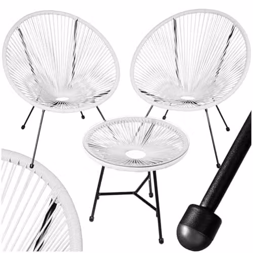 tectake Retro Garden Bistro Set with 2 Chairs and 1 Table in White – 1