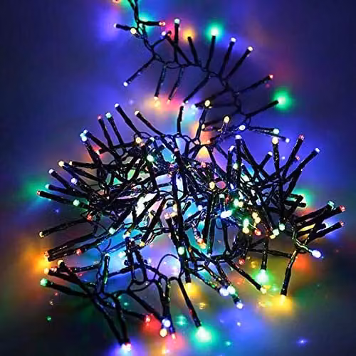Shatchi 1920 LED Multicolour Cluster Lights with Timer and 8 Modes, Green Cable – 1