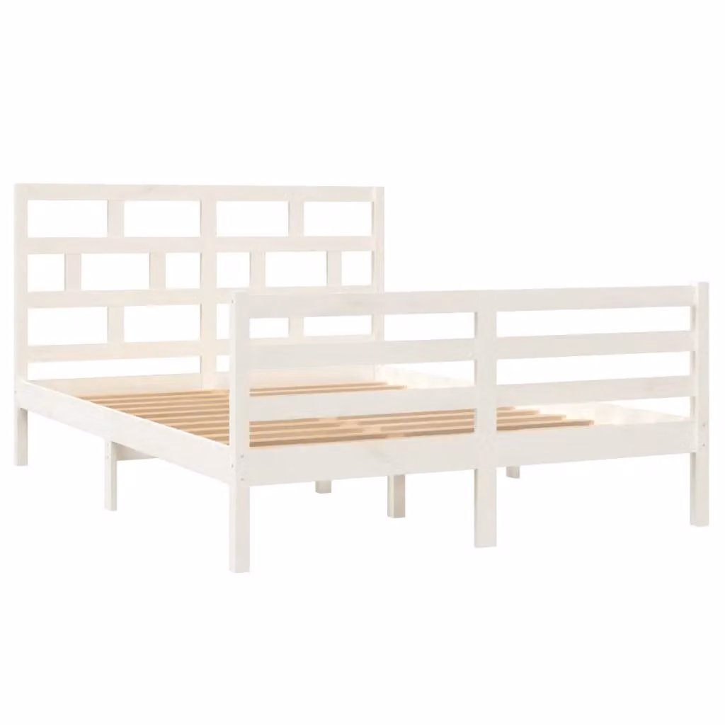Berkfield Home White Solid Wood Pine Bed Frame W/D/H: 140 x 200 cm – 2