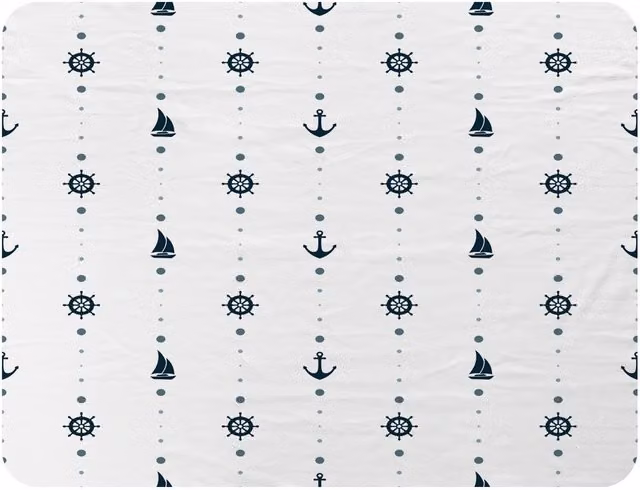 Benjamin Tate Design Maritime Anchor Wheel Sailboat Fleece Blanket in White and Beige, W/D/H: 120 x 150 cm – 2