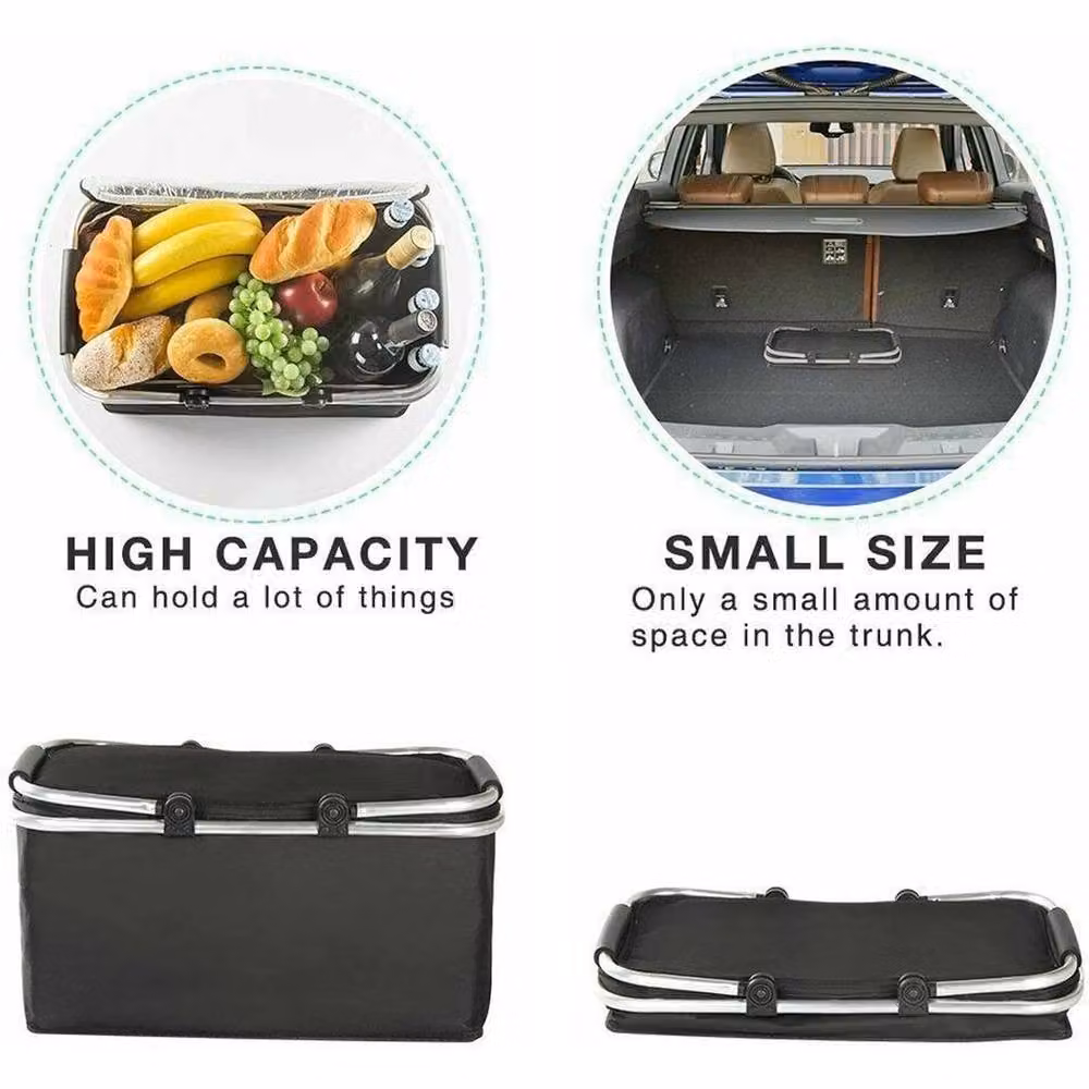 Kelvenix Foldable Picnic Basket with Handle in Black – 4