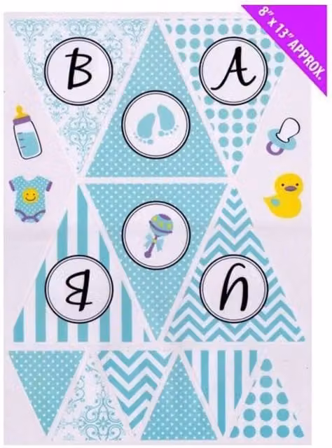 KDMD It's A Boy Baby Sticker Bunting Decorations, 5 Pack, Baby Blue