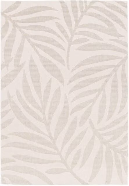 sweeek Floral Interior and Exterior Rug in Cream and Beige, W: 160 cm, D: 230 cm