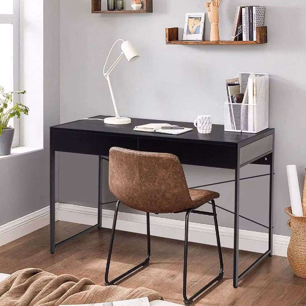 SPETLEK Industrial Computer Desk with 2 Drawers in Black, Width: 112 cm – 3