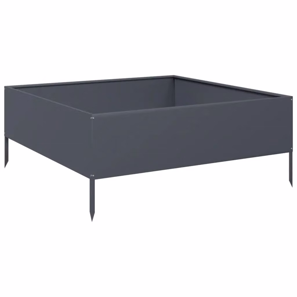 Berkfield Home Garden Anthracite Steel Raised Bed W/D/H: 100 x 100 x 25 cm – 2