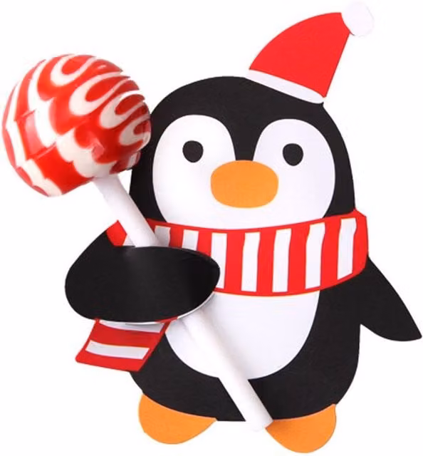 Leaper 50PCS Black Penguin Christmas Pattern Decorative Paper Lollipop Cards