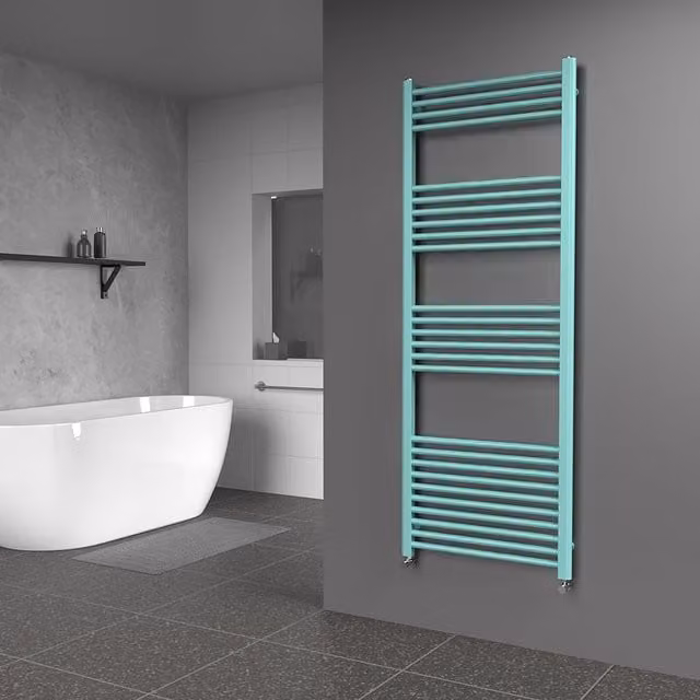 Lux Heat Coloured Steel Towel Radiator in Light Aqua Green, H 160 cm x W 60 cm