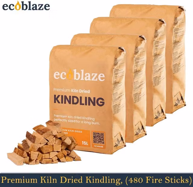 Ecoblaze Kiln Dried Kindling Wood for Log Burners, Ovens and Barbecues, Brown, 62 cm