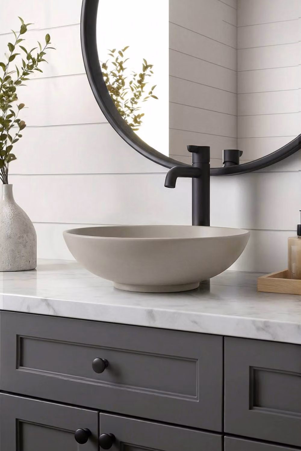 Living and Home Ceramic Round Countertop Washbasin with Waste Kit in Beige, W/D/H: 39.5 x 39.5 x 14.0 cm – 2