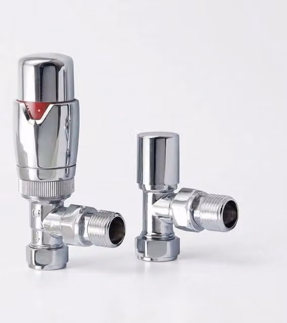 Nes Home Designer Angled Radiator Valves in Chrome, W/D/H: 29.2 x 29.7 cm – 1