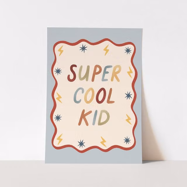 Kid of the Village Super Cool Kid Fine Art Paper Poster, Multicolour, W: 21.0 cm, H: 29.7 cm