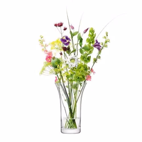 LSA International Flower Flared Bouquet Vase, Clear Handmade Glass, H: 26 cm, W: 17 cm, D: 17 cm