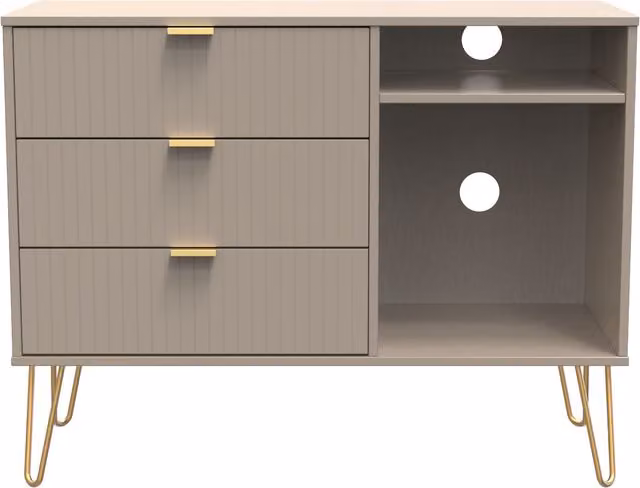 2 U Bexley Ready Assembled 3 Drawer TV Unit in Light Brown