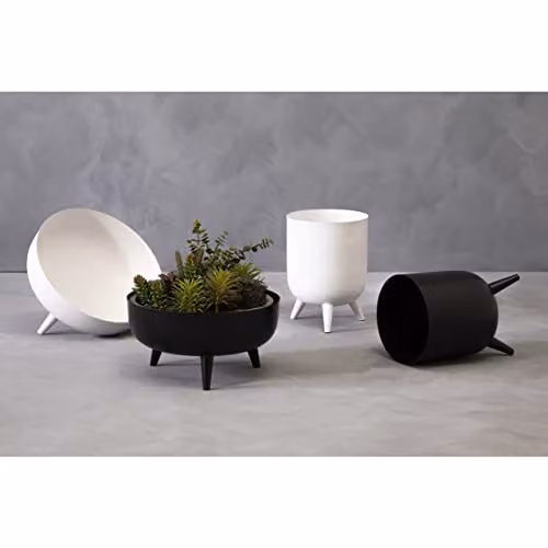 Premier Housewares Black Metal Round Planter, W: 30 cm, D: 30 cm, H: 15.5 cm – 5