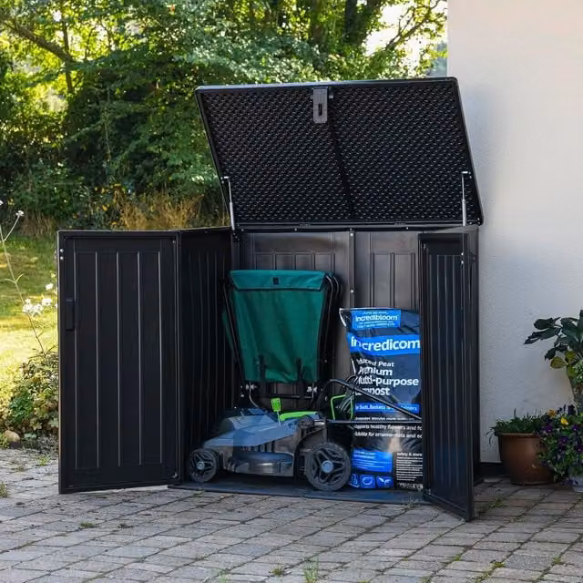 Garden Gear 775 Litre Black Steel Double Door Bin Store and Garden Storage Shed