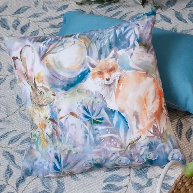 Voyage Maison Fox and Hare Square Outdoor Cushion, Multicolour, W/D/H: 43 x 43 x 43 cm