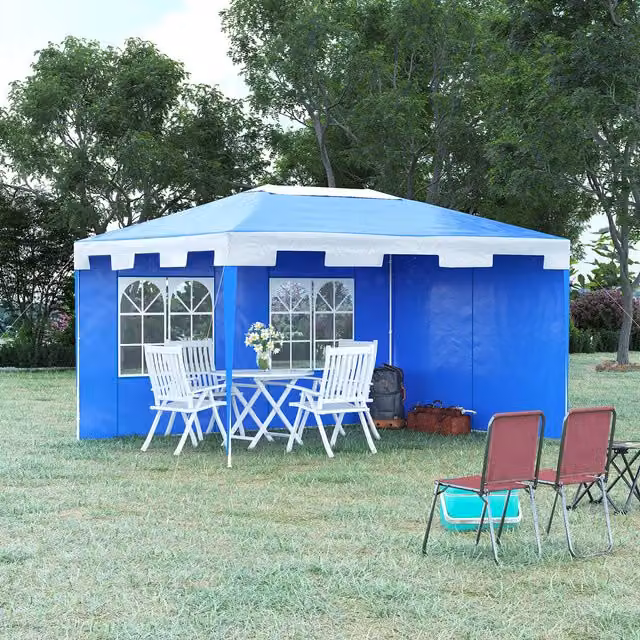 Outsunny Blue and White Garden Gazebo Marquee