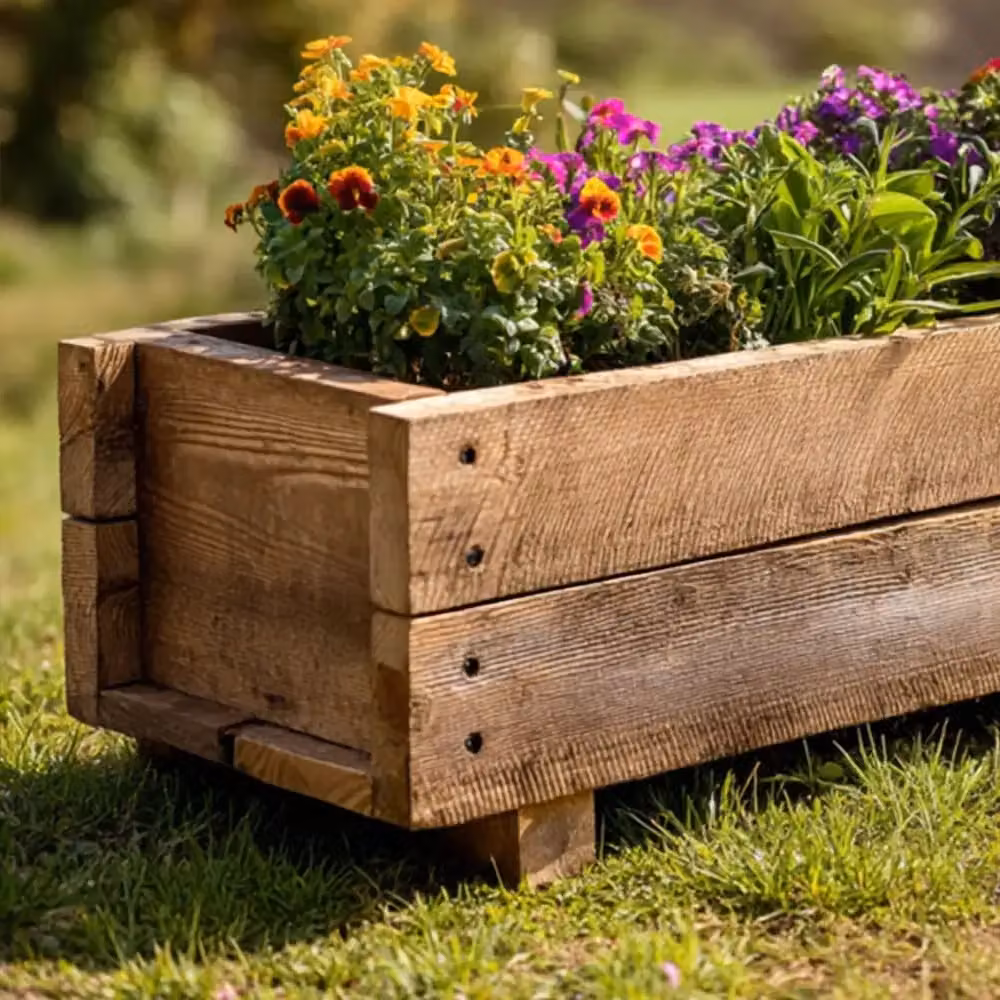 Access Garden Products Brown Wooden Window Box Planter W: 21.0 cm, D: 19.0 cm, H: 21.0 cm – 3