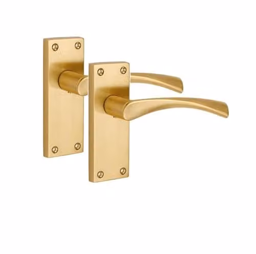 Golden Grace Victorian Astrid Scroll Door Handles, Satin Brass, 1 Pair