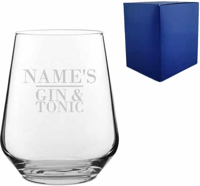Uniqueful Personalised Engraved Gin and Tonic Glass Tumbler in Transparent, 440 ml