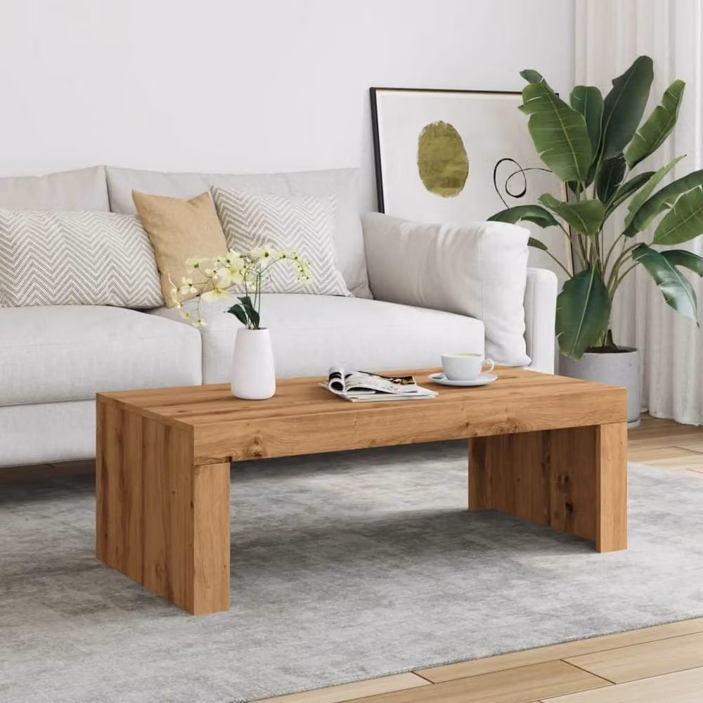 Berkfield Home Artisan Oak Coffee Table in Brown, W/D/H: 102 x 50 x 35 cm – 3