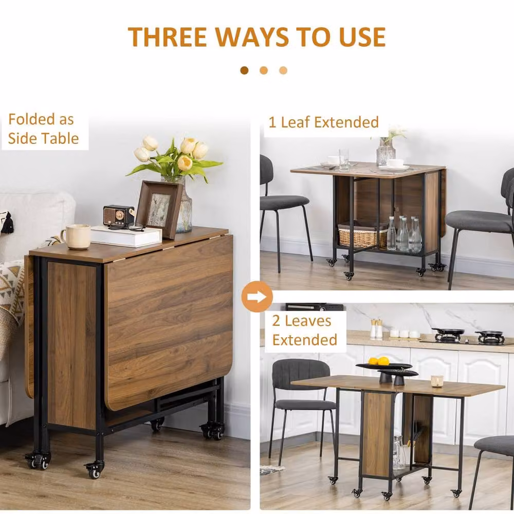 Wyld Haus Suzito Drop Leaf Dining Table in Brown and Black, Seats 6 – 5