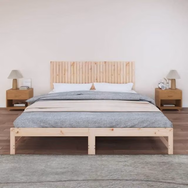 Berkfield Home Solid Wood Pine Wall Headboard in Beige, W: 185 cm, D: 3 cm, H: 60 cm