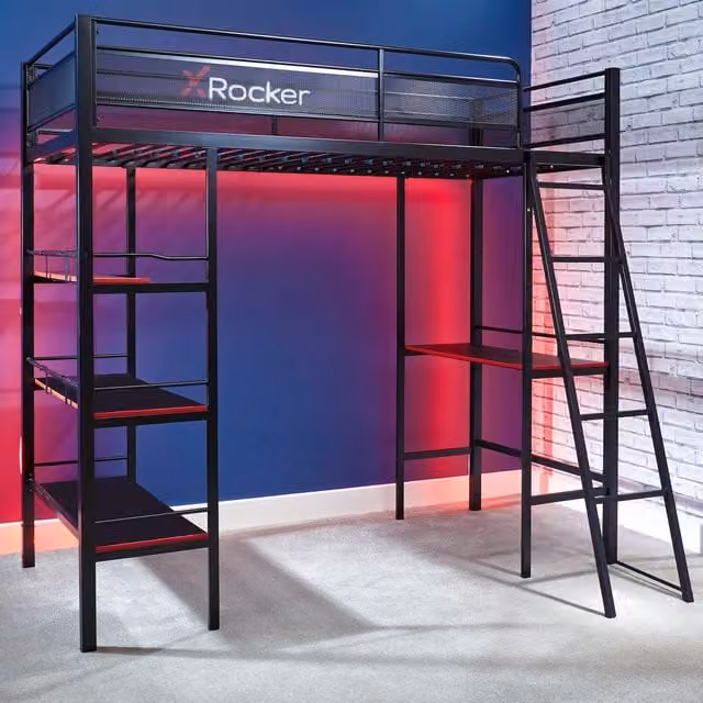 X Rocker Fortress Gaming High Sleeper Bed in Black