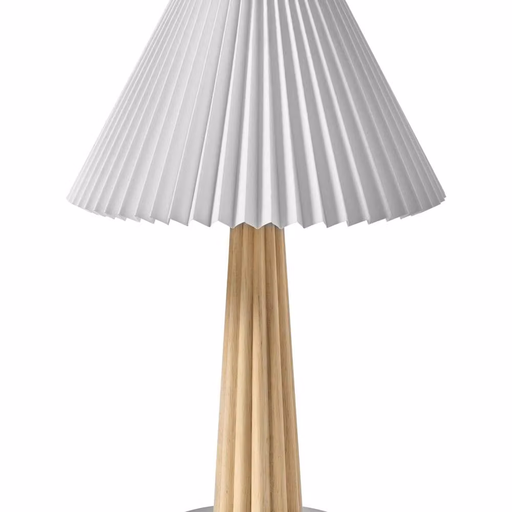 Wyld and Coco Woodline Industrial Table Lamp with Natural Wood Base and White Fabric Shade – 2