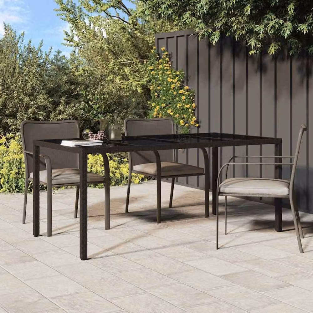 Berkfield Home Brown Poly Rattan Garden Dining Table W/D/H: 190 x 90 x 75.5 cm – 2