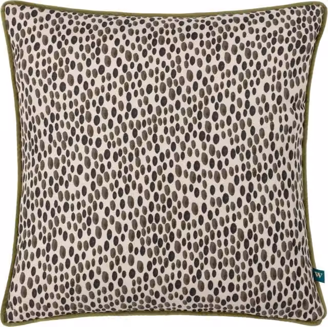 Make it a Home Nympha Abstract Dotted Velvet Cushion in Green and White Polyester