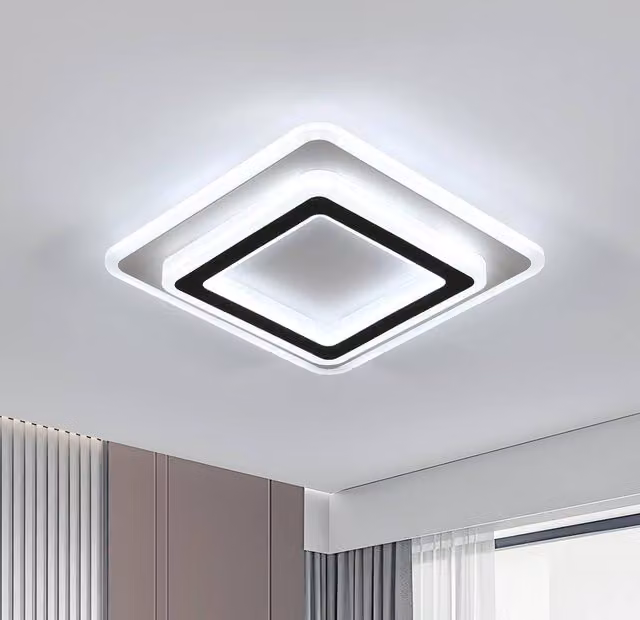 Goeco Modern Square LED Ceiling Light, 38W, 6500K Cool White, Black