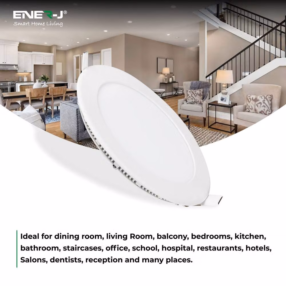 ENER-J 18W Recessed Round LED Mini Panel, 4000K Cool White – 2