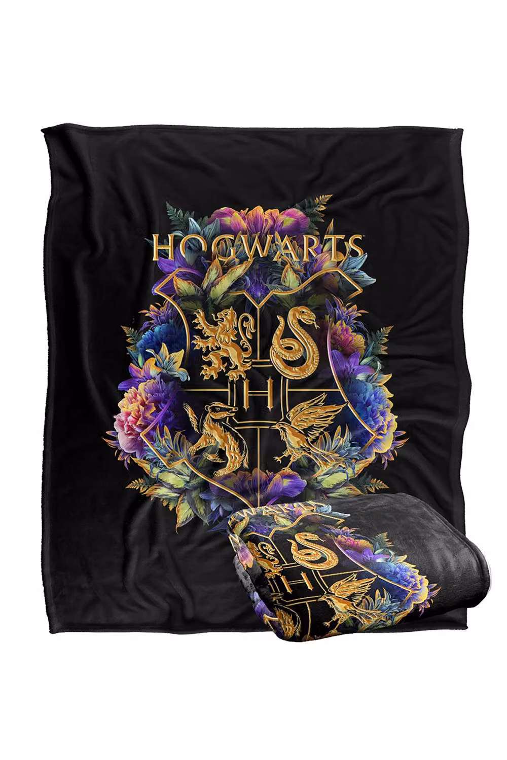 LOGOVISION Harry Potter Hogwarts Floral Crest Fleece Blanket, Multicolour, W: 152 cm, D: 127 cm – 7