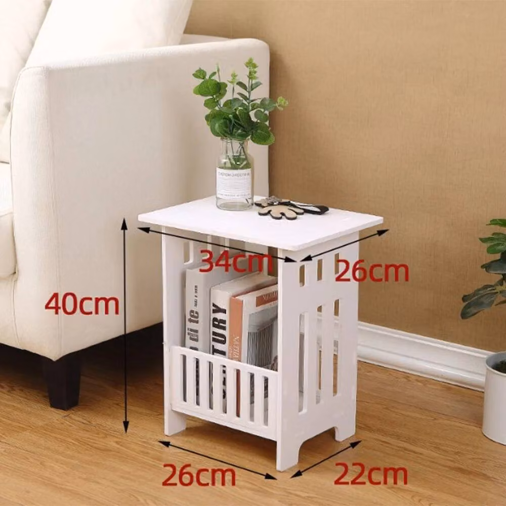 VOGREX Small White Bedside Table and Side Cabinet, W/D/H: 40 x 26 x 34 cm – 2