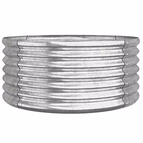 vidaXL Galvanised Steel Garden Planter, Silver, W/D/H: 80 x 80 x 36 cm – 1