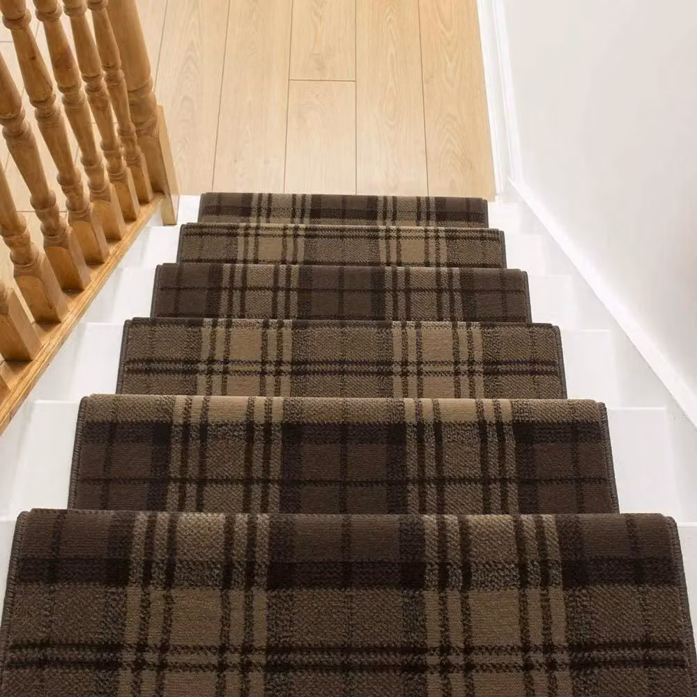 runrug Brown Checked Stair Runner Carpet, W: 60 cm, L: 570 cm – 6