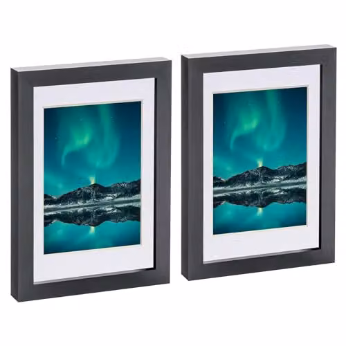 Nicola Spring Pack of 2 Black A5 Rectangular Photo Frames with White Mounts