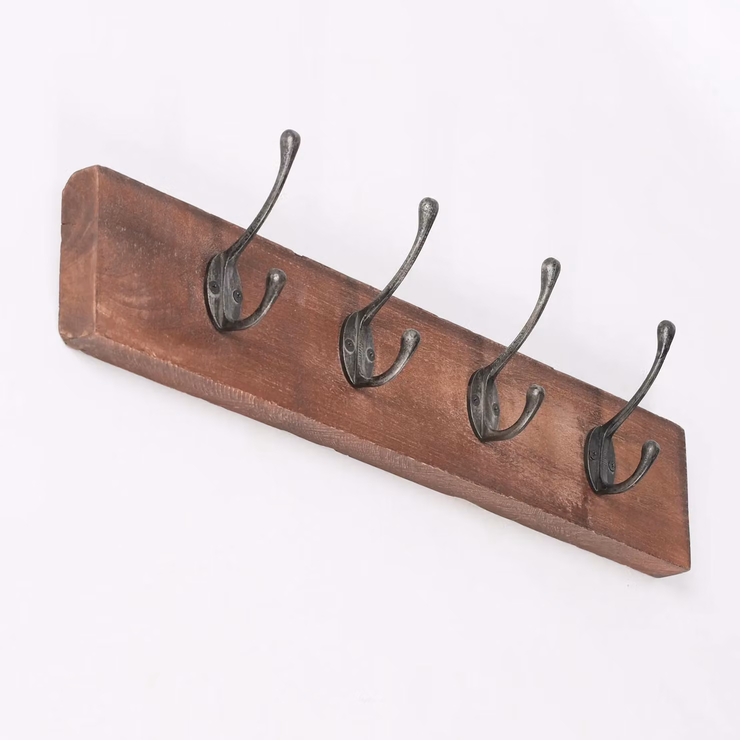 Glasstone 4 Hook Wooden Coat Hanger, Brown, W: 60.5 cm – 3