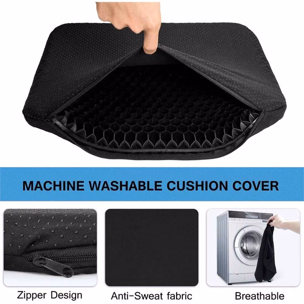 Nordara Black Gel Seat Cushion for Lower Back Pain Pressure Relief, W: 45 cm x D: 41 cm x H: 4 cm – 4