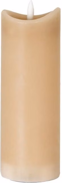 KDMD Luxe Collection Taupe Melted LED Pillar Candle with Flicker Effect, Beige, W/D/H: 6.985 x 6.985 x 20.32 cm – 1