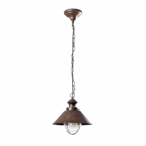 Netlighting Nautica Large Outdoor Suspended Pendant Light in Rust Brown and Transparent Glass with E27 Socket